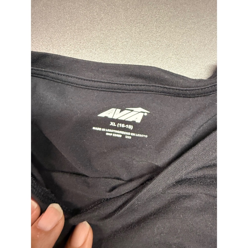 Avia Womens Black Activewear T-Shirt Short Sleeve Crew Neck XL athletic workout